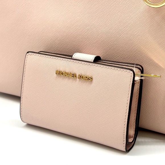 Michael Kors Sheila Large Logo Tote Bag & Matching Bifold Wallet Powder Blush - Picture 11 of 14